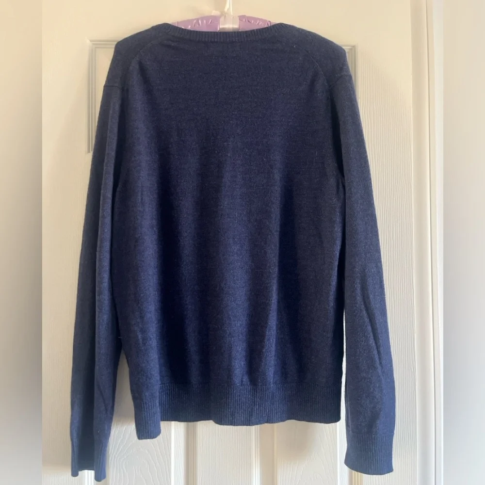 Banana Republic Navy Blue V-Neck Merino Wool Sweater Men Size XL